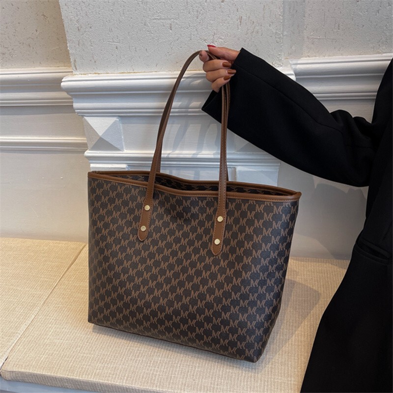Simple Fashion Women's Tote Bag Large Capacity Vintage Printed Handbag Casual All-match Shoulder Underarm Bag Foreign Trade