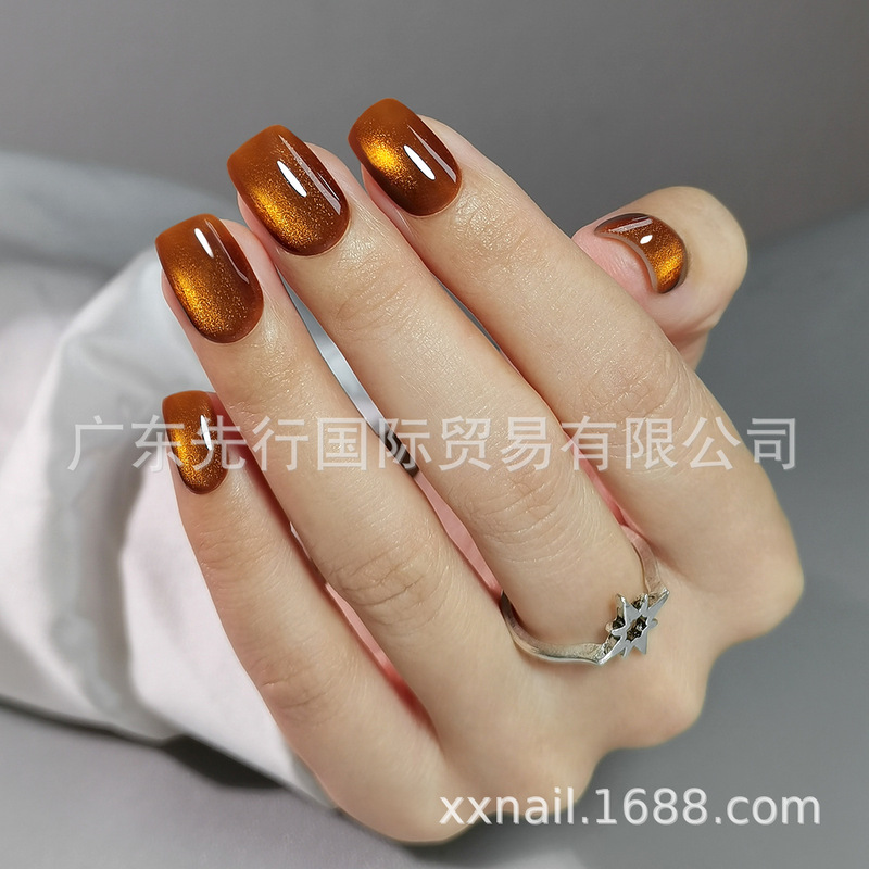 32Pcsnails16Size Gel Soft Nails Finished Handmade Amber Cat Eye Press-On Fake Nails Nail Art Stickers 32Pcsnails16Size Gel Soft Nails Finished Handmade Amber Cat Eye Press-On Fake Nails Nail Art Stickers