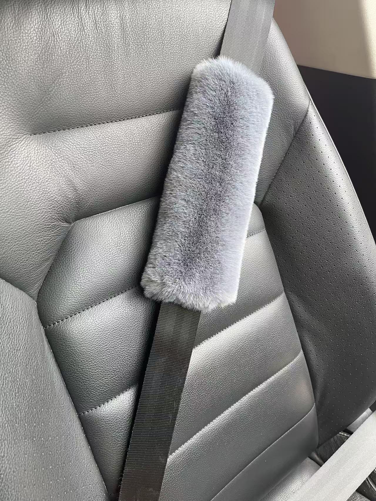 Car Seatbelt Shoulder Pads Imitation Rex Rabbit Fur Anti-Scratch Backpack Straps Children's Schoolbag Backpack Decorative Covers Decorative Pads