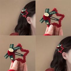 新年の赤い毛の星のヘアピンの蝶結びの前髪bbクリップのサイドの割れ目のヘアピンのクリスマスの髪飾り