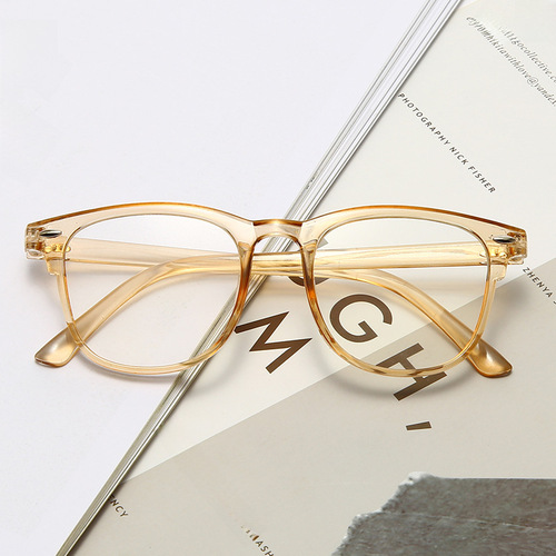  Anti-Blue Light Plain Glasses, Popular Trendy Design, Bead-Style Frames for Women, Korean-Style Finished Myopia Eyeglasses—Wholesale