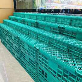 水果店折叠筐塑料蔬菜筐超市展示货架堆头水果可折叠式框收纳箱筐