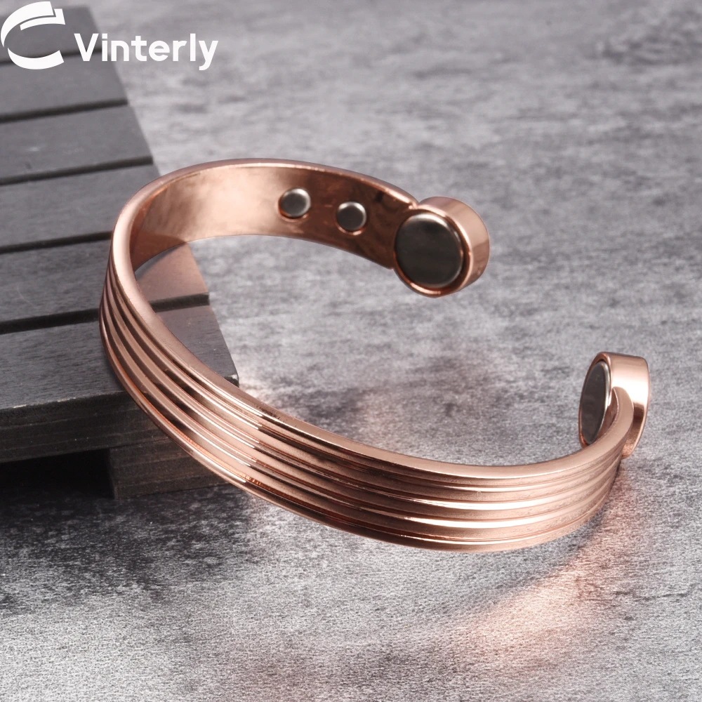 Vintage Style Solid Color Copper Magnetic Unisex Bangle display picture 4