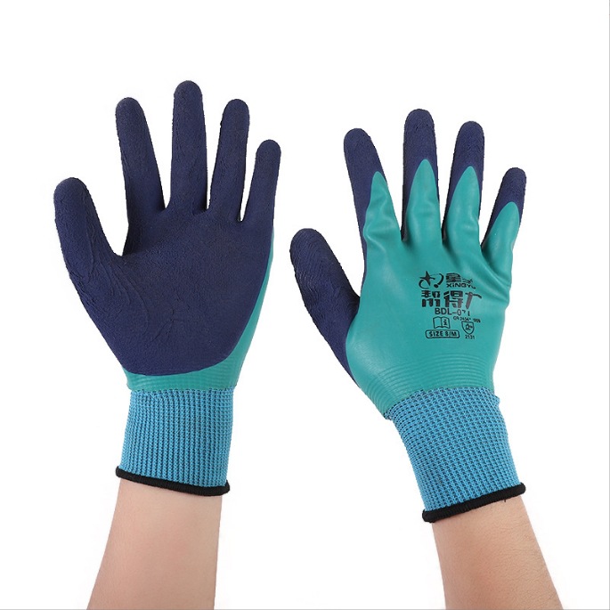 星宇邦得力手套劳保防割手套耐磨透气乳胶挂胶浸胶工厂防化学腐蚀