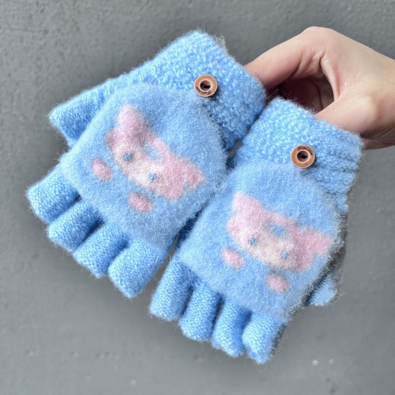 Blue gloves, fingerless