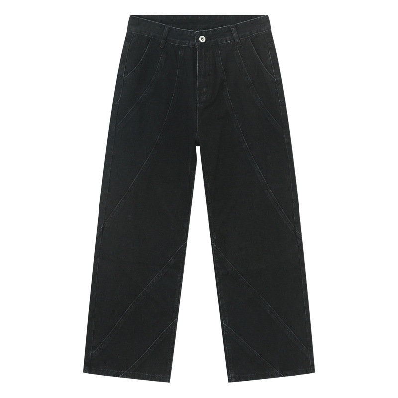 Mtlclothes ropa de Hombre | 2023 otoño nueva moda Americana recta drapeado casual pierna ancha jeans moda