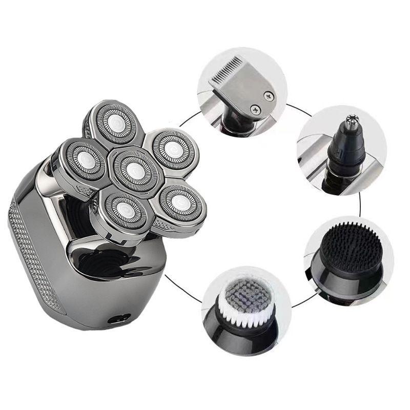Digital Display Electric Shaver Six Blade USB Rechargeable Hair Clipper Six in One Razor Bald Head_voghion.com
