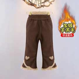 女童加绒裤子秋冬季新款韩版女宝宝灯芯绒一体绒加厚韩版百搭长裤