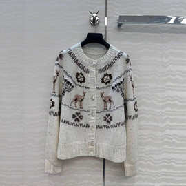 深圳南油25秋冬减龄学院风花朵动物勾边嵌花圆领宽松显瘦针织开衫