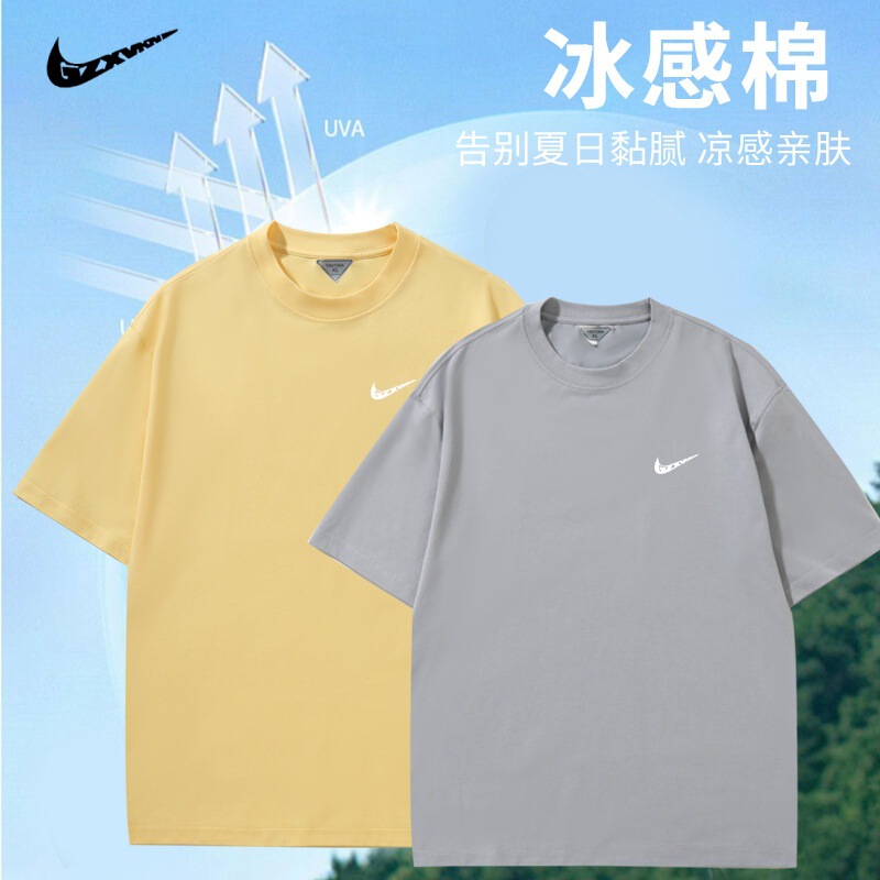 Summer New Cotton Round Neck Couple Short-Sleeved Loose and Versatile Trendyy 260g Sports Casual Salona T-Shirt for Women