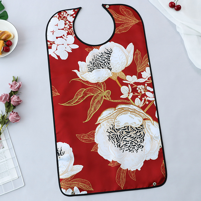 Suministro transfronterizo de ancianos babero de comida Toalla de saliva babero adulto moda en stock fábrica de Ventas Directas logotipo imprimible