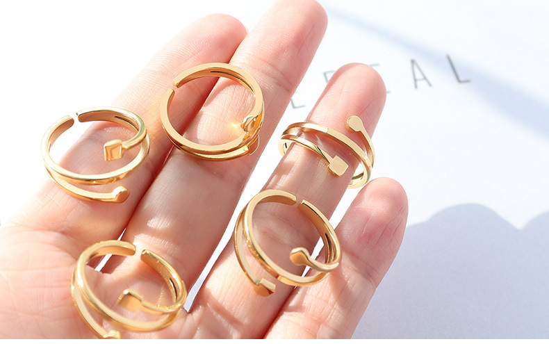 Hot Sale Irregular Opening Non-adjustable Ring Korean 18k Real Gold Plated Titanium Steel Finger Ring display picture 15