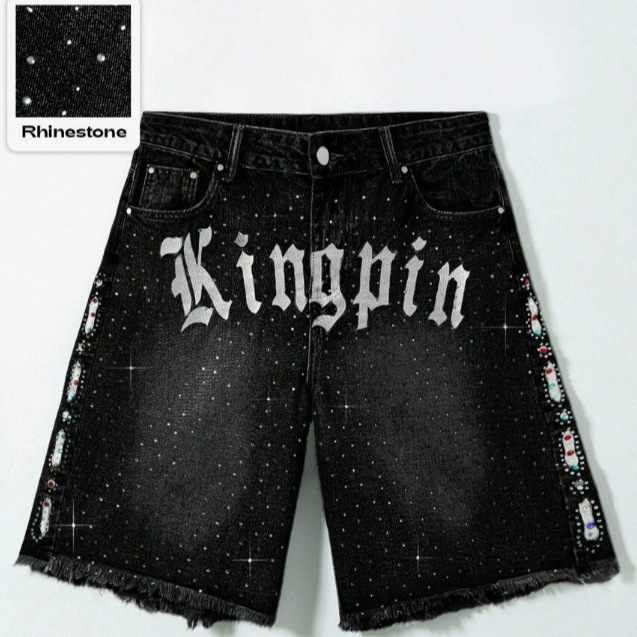Trapstar American Street Hip-Hop Classic Letter Print Jeans High Street Casual Summer Unisex Shorts Trapstar American Street Hip-Hop Classic Letter Print Jeans High Street Casual Summer Unisex Shorts