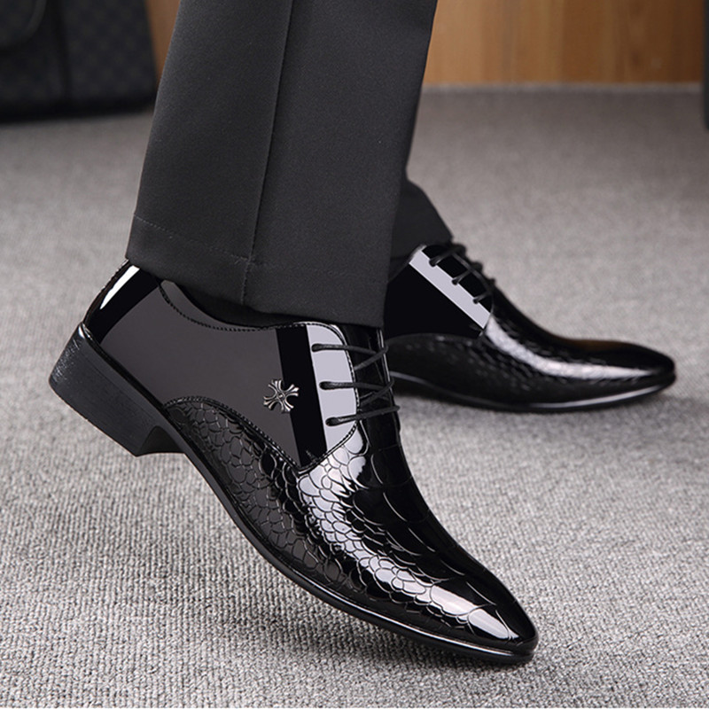 真软皮男士皮鞋增高休闲正装平底亮光青年4678加绒冬季软底系带