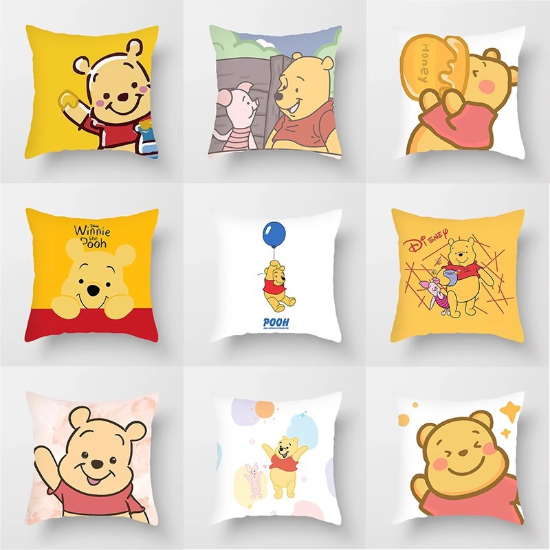 Scandinavian Simple Cartoon Winnie the Pooh Yellow Cute Pillow Case Sofa Room Decoration Nap Pillow Gift