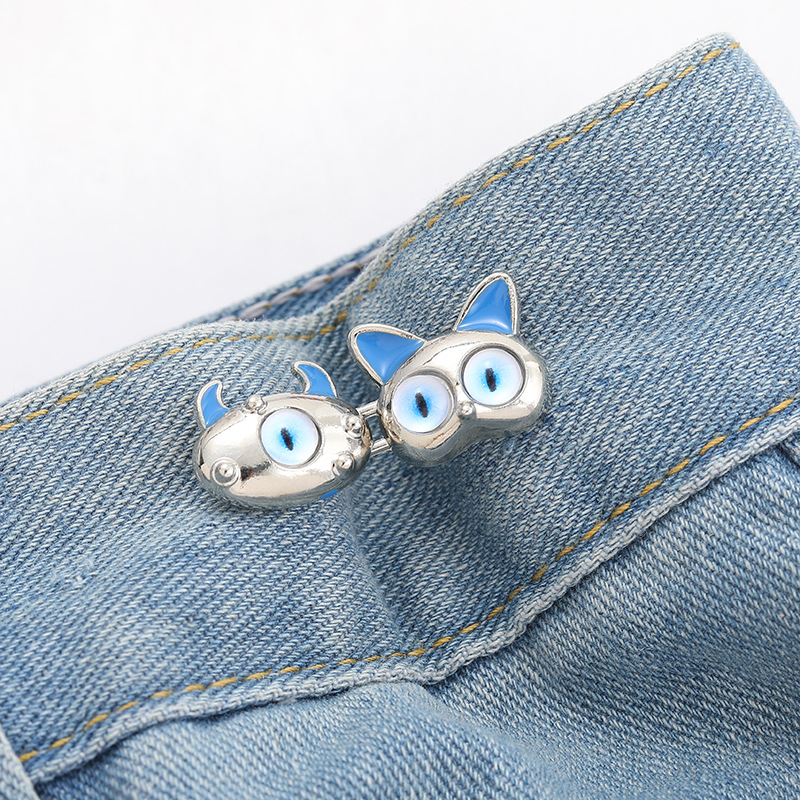 Pequeños monstruos lindos pantalones de cintura apretada artefacto de cintura ajustable botón de cintura estilo de alta calidad personalidad jeans cambiar botón de cintura