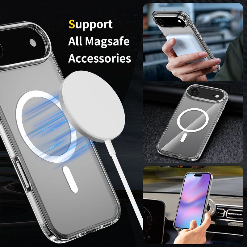 iPhone17ari 透明磁気電話ケース Apple 16 pro エアバッグ四隅落下防止 TPU 保護ケースに適しています。|undefined