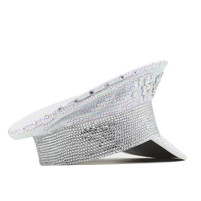 Women'S Gender Rhinestone Design Women's Fashion Letter Rhinestone Curved Eaves Military Hat