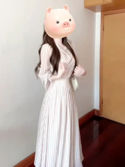条纹连衣裙女2025早秋新款韩系简单大方得体收腰显瘦气质长裙