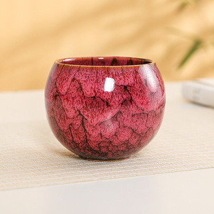 Chinese-Style Kiln-Turned Single Cup, Retro Five-Element Cup, Ceramic Master Cup Set, Kung Fu Tea Cup, Tea Cup