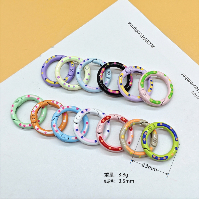スプリングリングキャンディーカラースプリングバックルアクセサリーカラフルな愛ペイントブックリングカードリングキーホルダーオープン diy ジュエリー|undefined