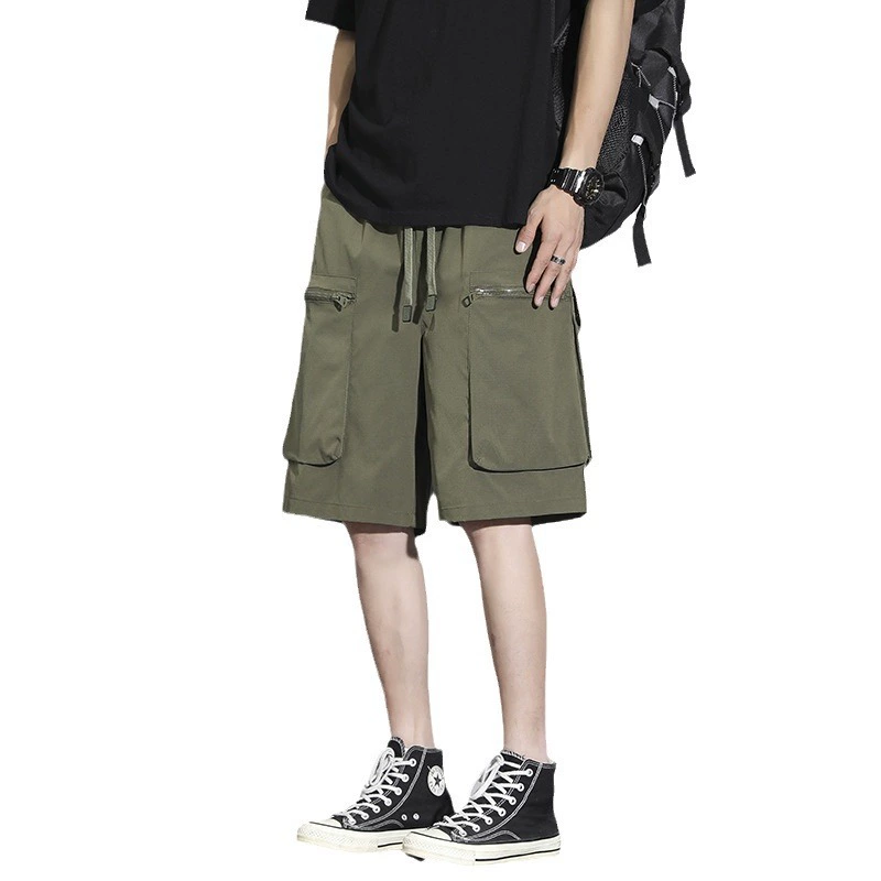 Silk summer quick dry trousers for leisure, shorts with zipper