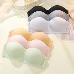 女性用チューブトップ下着、ノンワイヤー、ストラップレスブラ、滑り止め、小さな胸、プッシュアップ、目に見えない学生、シームレス、夏用薄型スタイル