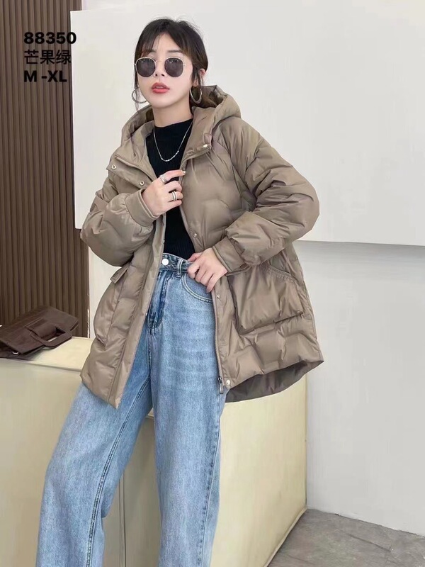 Korean Style Winter Simple Down Jacket Diamond-shaped Lattice Hooded White Duck Down Jacket Women's Commuting Style Elegant Fashion Jacket