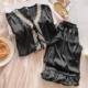 Ice Silk Pajamas Women's Suit Spring and Summer New Long Sleeve 100% Palace Style Home Clothes Outer Wear Autumn Sweet Style Lace
