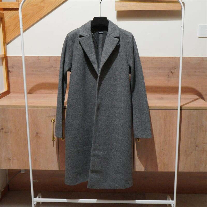 woolen demi-season long solid color coat
