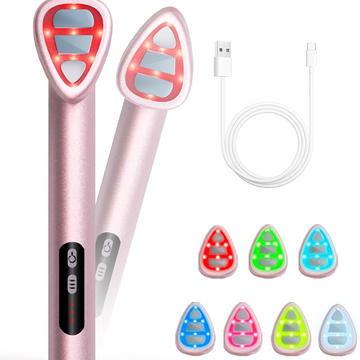 Dispositivo de belleza para ojos de 7 colores, varita mágica de hierro, instrumento de masaje, dispositivo de introducción de temperatura constante, dispositivo de belleza para ojos, herramienta de introducción para levantar y reafirmar