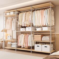 和風オープンクロークシンプルな床置き洋服ラック寝室コートラック収納ラック洋服ラック厚みのある無垢材