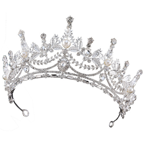 High-end bridal crown European and American fashion hair accessories pearl rhinestone tiara photo birthday crown wedding dress accessories