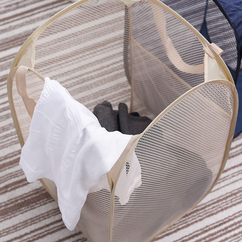 Cesta de lavandería plegable grande con cesta de lavandería de malla portátil cesta de almacenamiento de juguetes de lavandería doméstica al por mayor transfronteriza