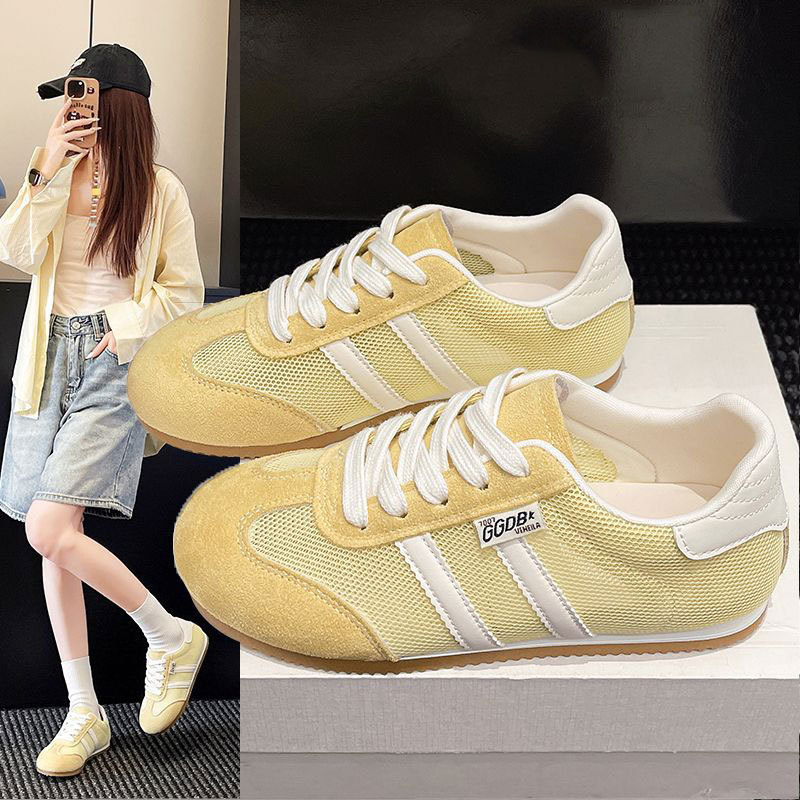 Genuine Leather Flat White Shoes Women's Shoes 2025 Summer New Mesh German Training Shoes All-match Casual Forrest Gump Sports Shoes Genuine Leather Flat White Shoes Women's Shoes 2025 Summer New Mesh German Training Shoes All-match Casual Forrest Gump Sports Shoes