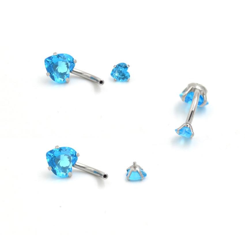 Stainless Steel Heart Zirconia Belly Button Ring Multi-colour_voghion.com