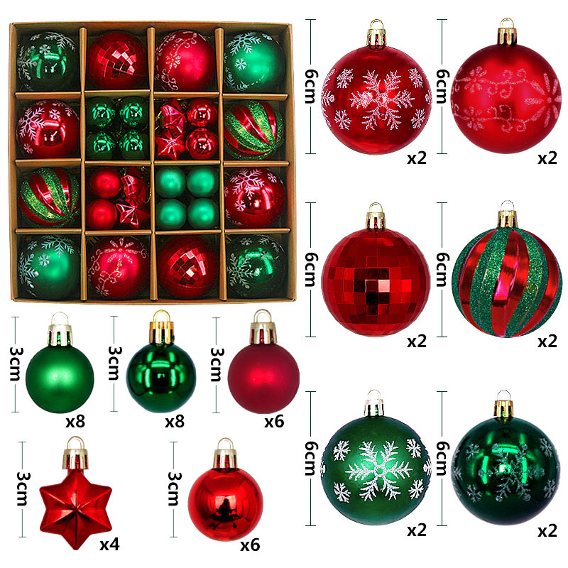 Juego de Esferas Navideñas Set de 44 Piezas 3-6 cm de Plástico Colgante para Árbol de Navidad image 9