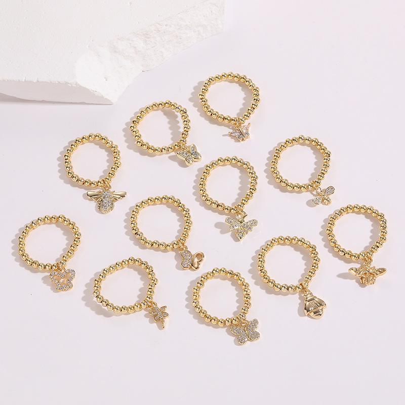 Fashion Butterfly Copper Plating Inlay Zircon Rings 1 Piece