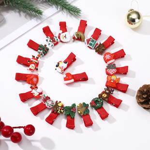 Cross-border Christmas Style Girl Hair Accessories Cute Children Cartoon Hairpin Pink Clip Little Girl Hair Accessories