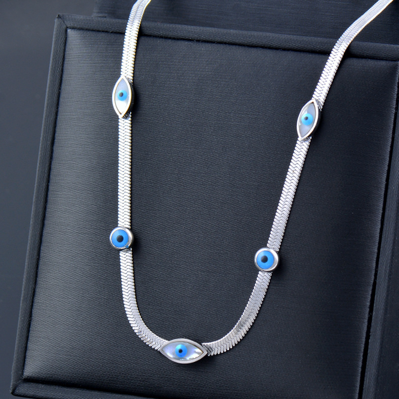 Cool Style Eye Titanium Steel Plating Inlay Shell Necklace 1 Piece