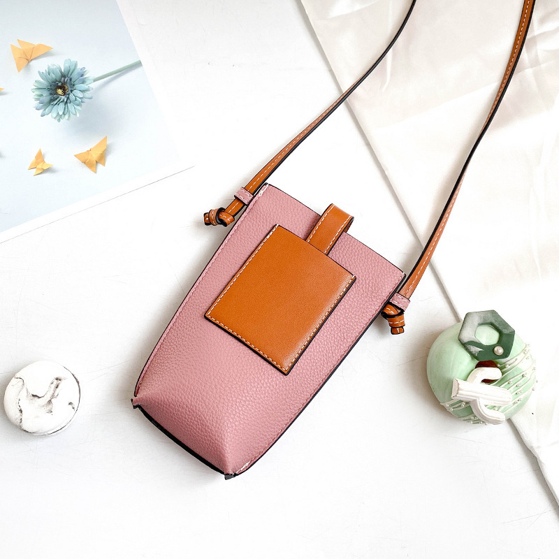 2024 verano teléfono móvil bandolera mujer estilo ins color de contraste billetera vertical todo fósforo cuero PU mini bolso bolso para teléfono móvil