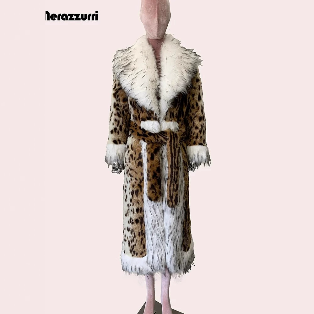 Трансграничная европейская и американская зимняя длинная шуба импортная леопардовая имитация меха оптовая теплая куртка лисы шерстяной воротник