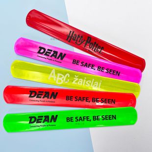 Custom Reflective Snap Ring Outdoor Reflective Bracelet Advertising Pat Wrist Strap Monochrome Silk Screen Pat Ring
