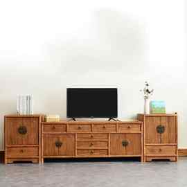 老榆木新中式实木客厅落地电视柜各种规格禅意家具小矮柜