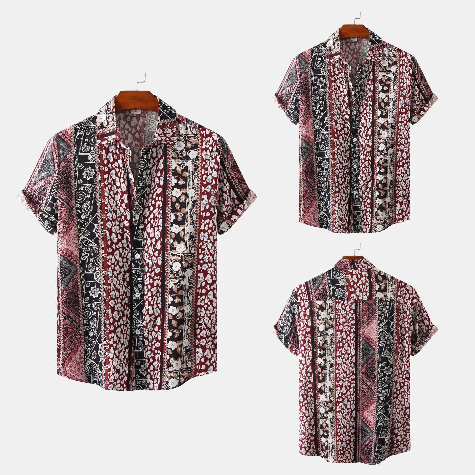 Comercio exterior AliExpress 2022 verano nueva camisa floral impresa de manga corta para hombres Camisa de manga corta para hombres florales europeos y americanos para hombres