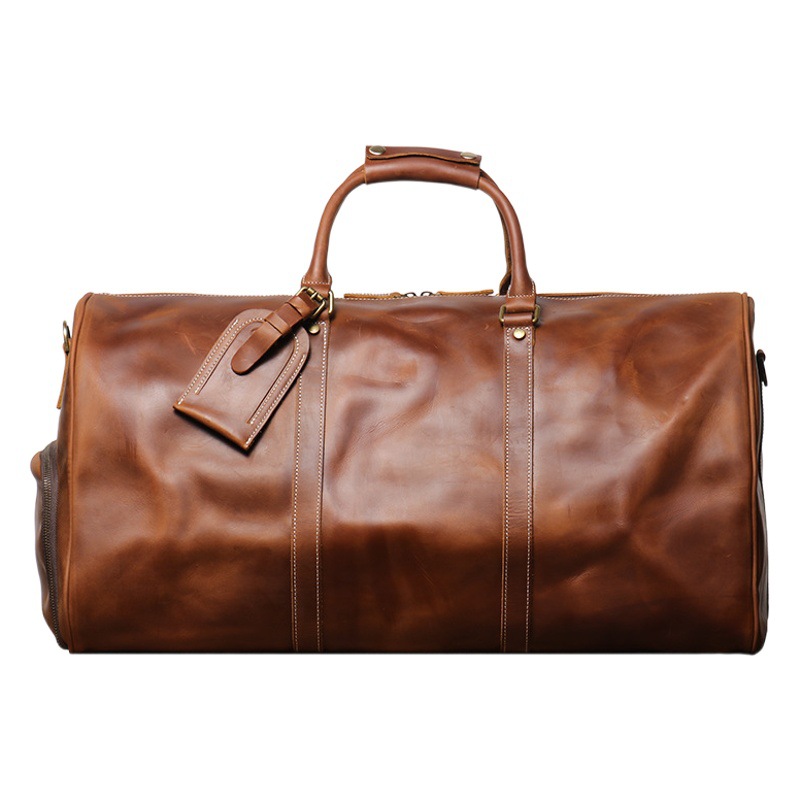 El comercio exterior nuevo bolso del equipaje del viaje de negocios de los hombres de piel de vaca crazy horse bolsa de viaje portátil de gran capacidad bolsa de mensajero del hombro del cuero genuino
