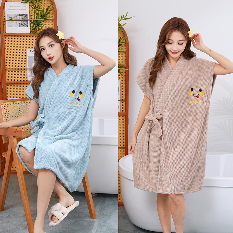 W1TY 목욕 타월 목욕 가운 여성의 가을과 겨울 2023 새로운 웨어러블 두꺼운 목욕 스커트 성인 비 흡수성 빠른 건조 잠옷