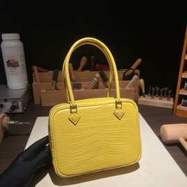 纯手工缝制迷你羽毛包plume mini一代原厂美洲鳄鱼皮单肩手提女包