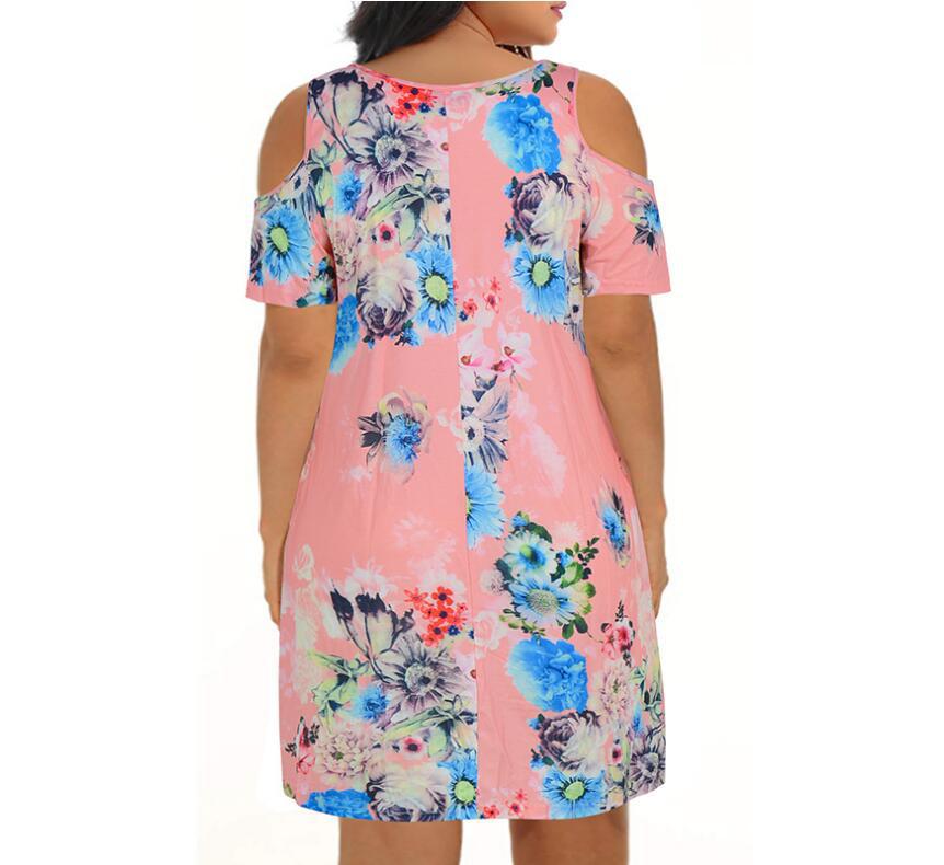 2025 primavera y verano nueva Europa y América transfronteriza Amazon AliExpress ropa de mujer cuello redondo mangas cortas hombros abiertos vestido impreso image 6