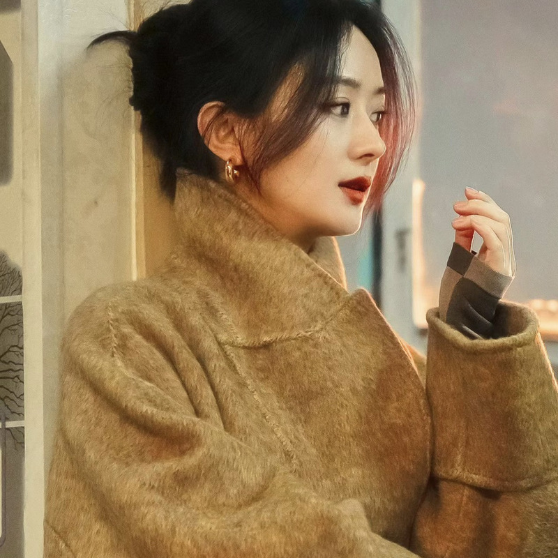 [Zurich Winter] Autumn and Winter Camel Velvet Long Double-sided Handmade Coat Jacket Women's Wool